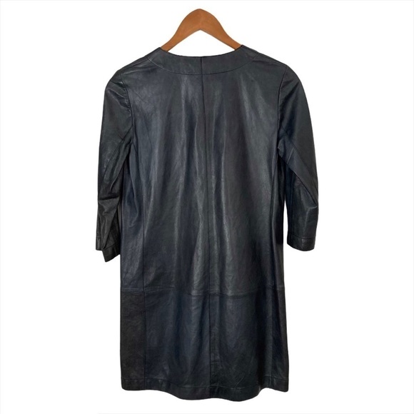 VINCE Lamb Leather Tunic Shift Dress - Picture 5 of 14
